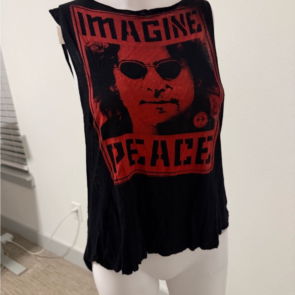 Black Sleeveless Tee with Red Graphic
